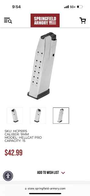 Hellcat Pro 15 round magazines 