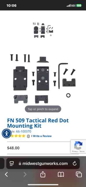 FN 509 Tactical Red Dot Mounting Kit