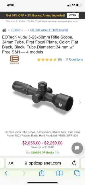 EOTech VUDU 5-25x50 Scope w/ Nightforce base/rings