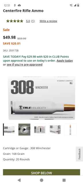 308 Winchester true velocity 4 boxes