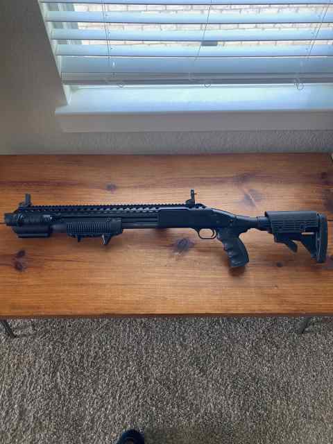 Mossberg Maverick 88 with Black Aces Rail Kit