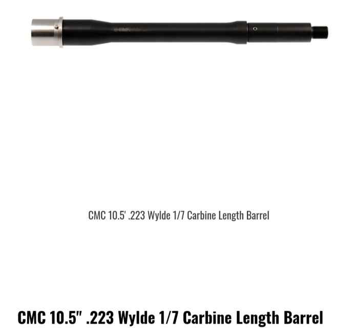 CMC 10.5&quot; 223 WYLDE BARREL CARBINE LENGTH 1:7 TWIS