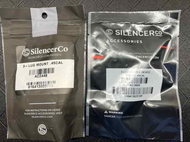 SilencerCo .45 3-Lug Muzzle Device &amp; Adapter - New