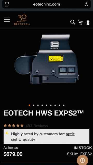 EOTECH HWS EXPS2  SALE OR TRADE