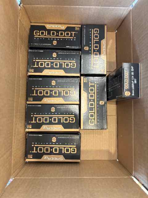 8 boxes of Speer LE Gold Dot 9mm Luger