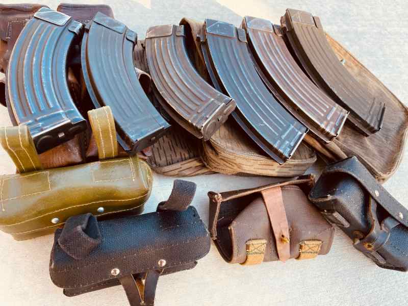 AKM magazine lot, SKS pouch, Mauser pouches 