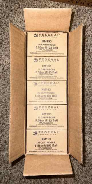 Federal XM193 5.56mm M193 Ball 500 Rounds